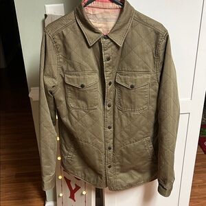 Reversible Men's Olive Quilted Shirt Jacket